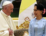  پاپ با آنگ‌ سان سو‌چی، رهبر دولت میانمار، ملاقات کرد